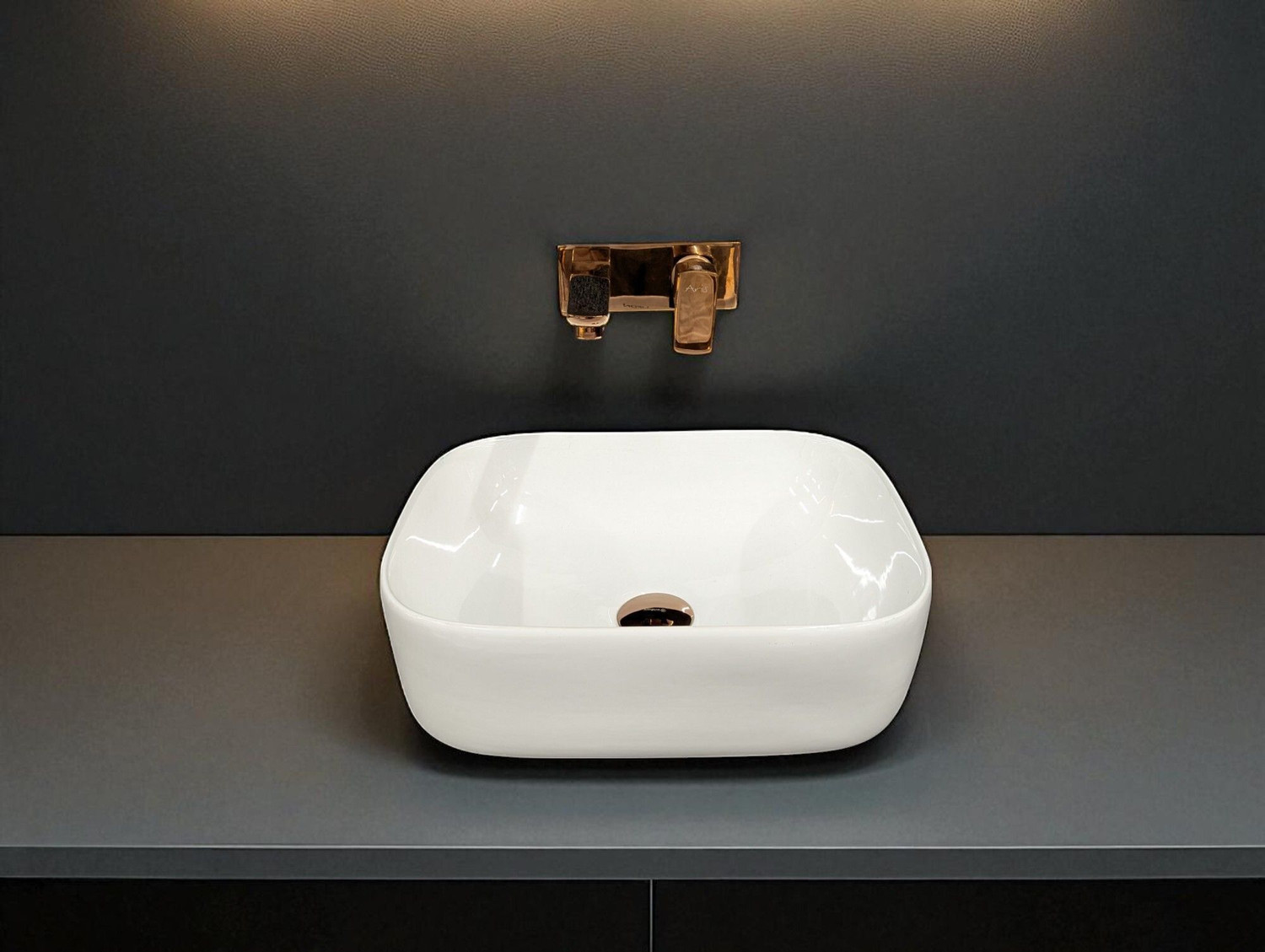 Image of DELTA Premium White Ceramic Wash Basin(White) (16x12x6)(White-Round) Table Top Basin