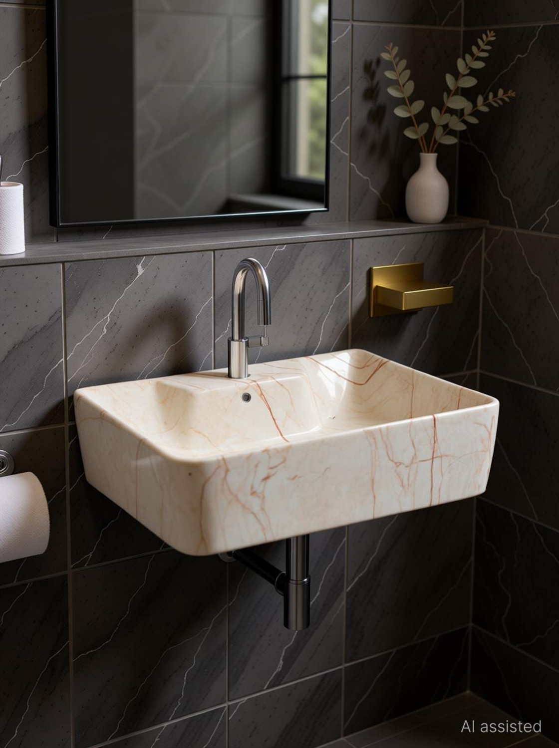 Image of NEKSTONE Wall Mount basin & tebal top basin Ceramic Wash Basin Glossy 742 (12x16x5 inch) Table Top Basin