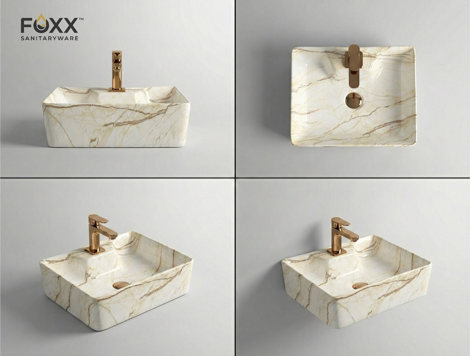 Image of Foxx Sanitaryware 2 in 1 Wall Mount & Table Top Ceramic Premium Wash basin (B-09) (16x12x5) (M-09) Table Top Basin