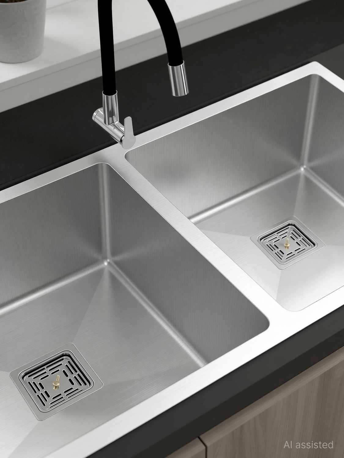 Image of chirag Kitchen Sink 45x20x10 Double Bowl, 45 Inch, SS304, 16-Gauge Stainless Steel Sink CSS4520M Vessel Sink