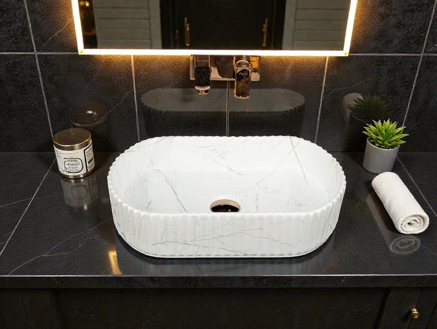 Image of DELTA Premium Designer Ceramic Wash basin HR-Wama(M02-Matt) (19.5x13x5)(M02-Matt) Table Top Basin