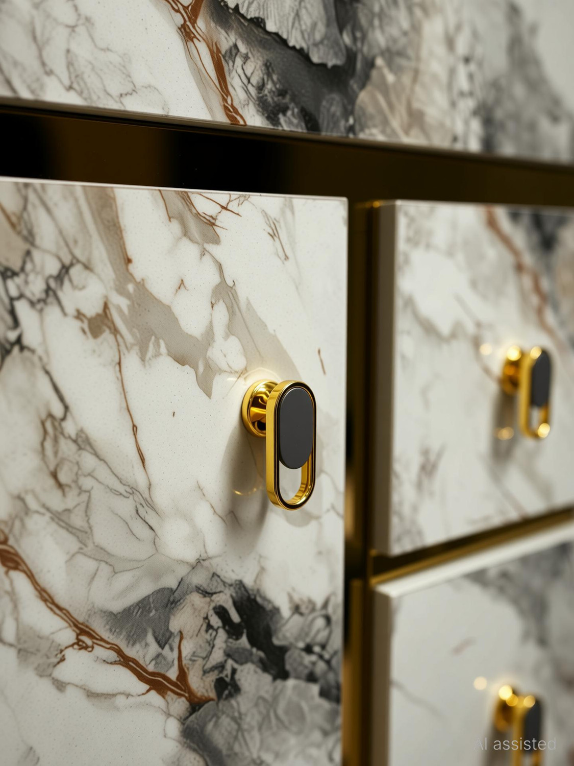 Image of BOBBYEXPORT Gold premium 24 inch freestanding Vanity with washbasin premium design three draws Table Top Basin