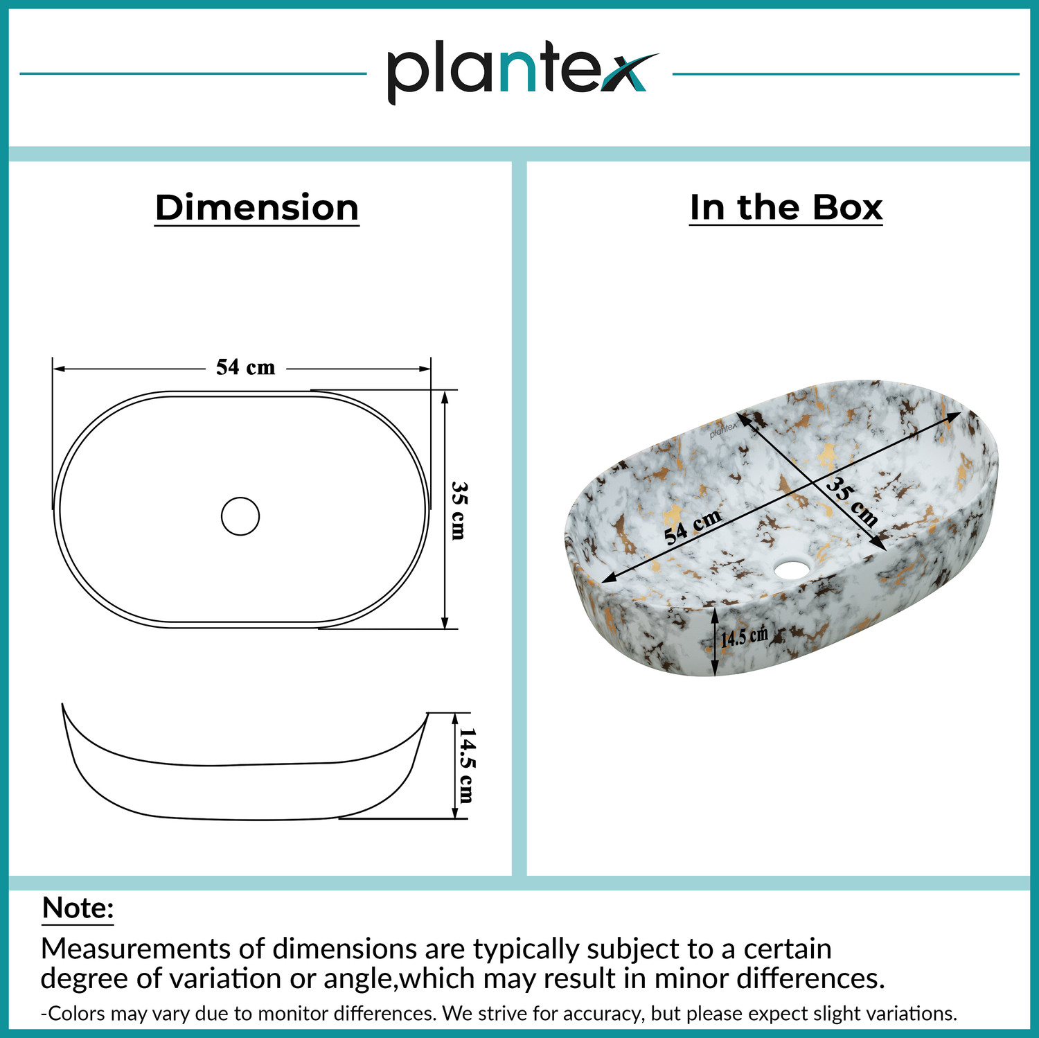 Image of Plantex Wash Basin for Bathroom /Tabletop Washbasin Ceramic Washbasin for Bathroom /Bathroom Basin /Tabletop Wash Basin for Home /Hotel Counter Top