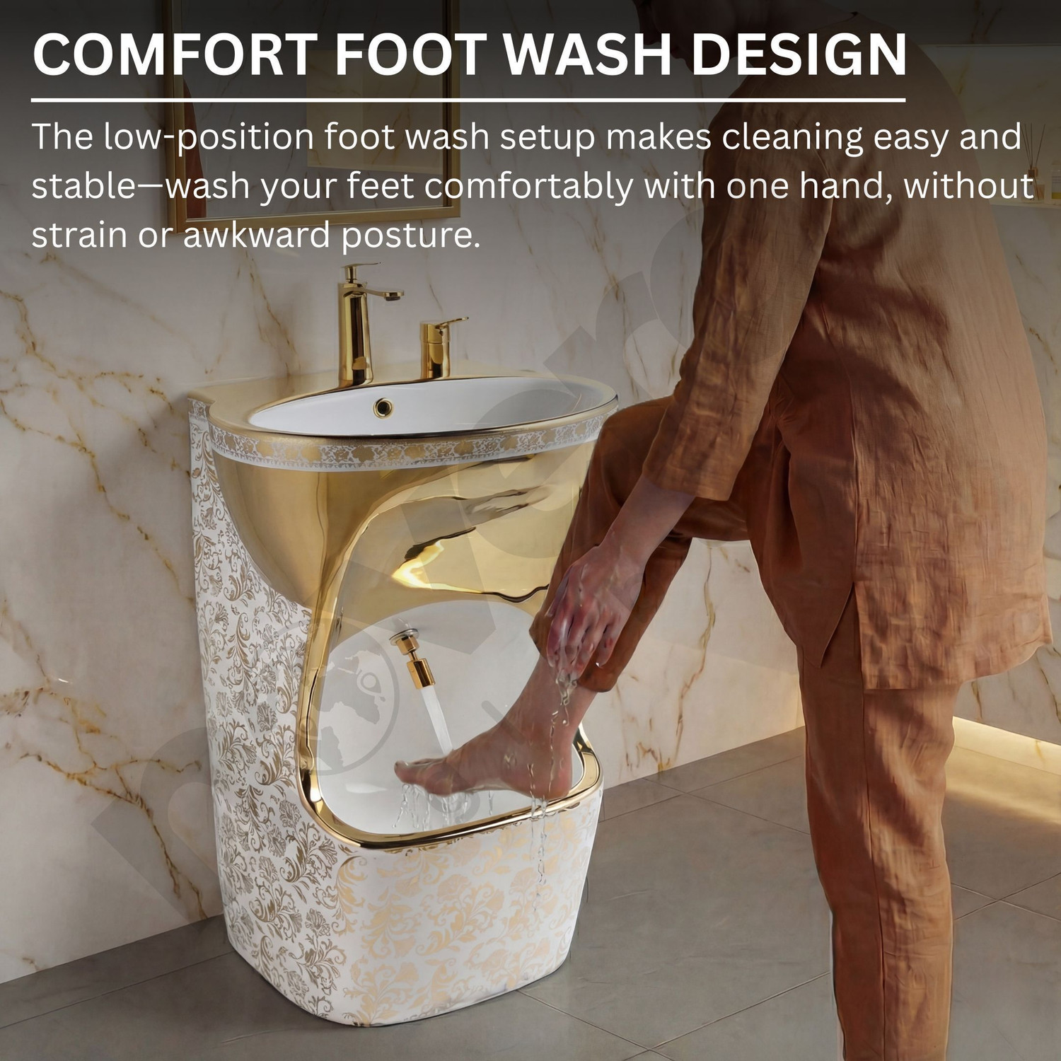 Image of Novera Global Wudu Basin for Ablution | Foot Wash Sink with All Accessories | 5 Years Warranty MG-WB-001 Pedestal Basin