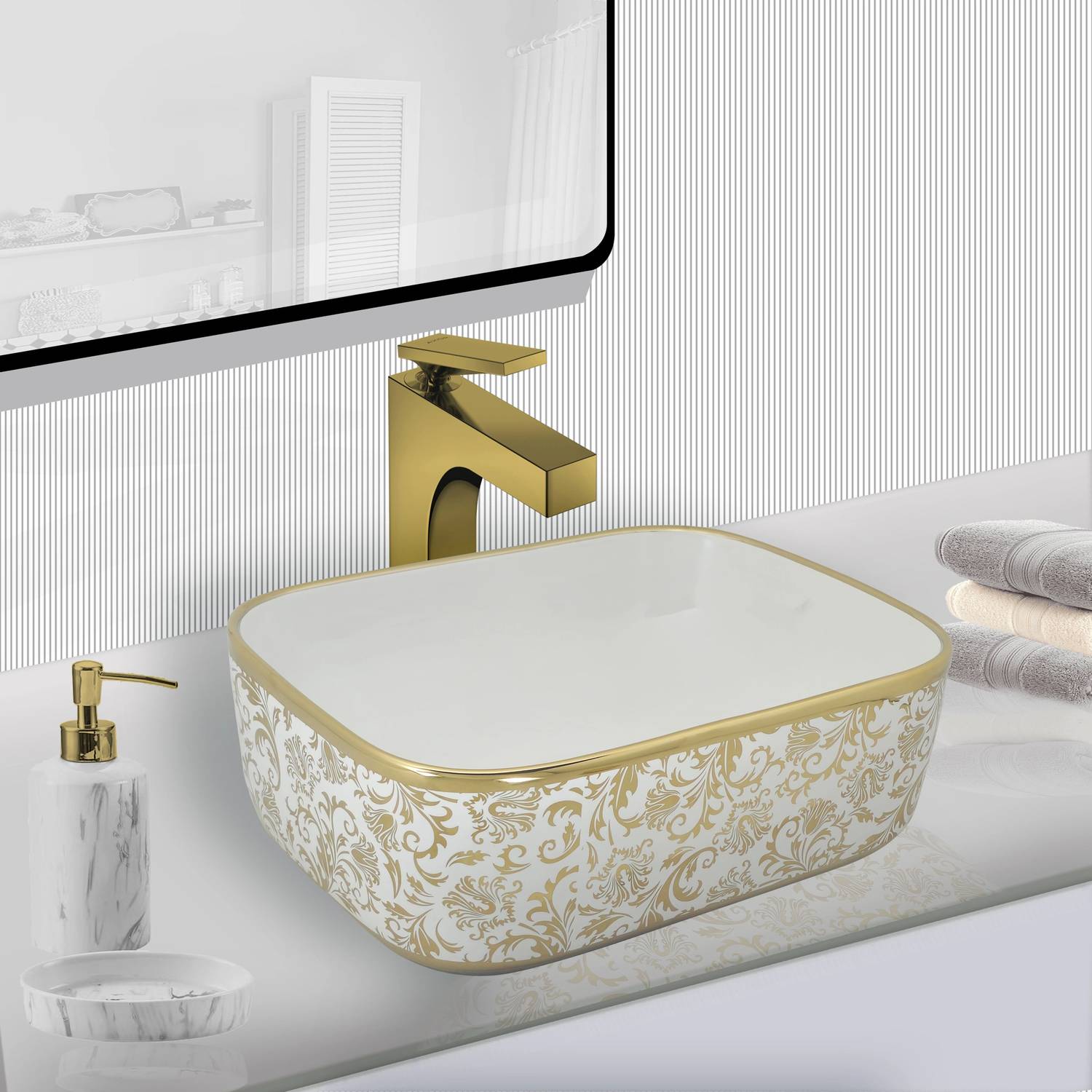 CERAMICA CREATIONS Wash Basin Gold Ceramic Wash Basin CS 4003 GOLDEN TABLE TOP CERAMICA Premium Designer Table OUR Counter CERAMIC TABLE Top Golden Top Table Top Basin