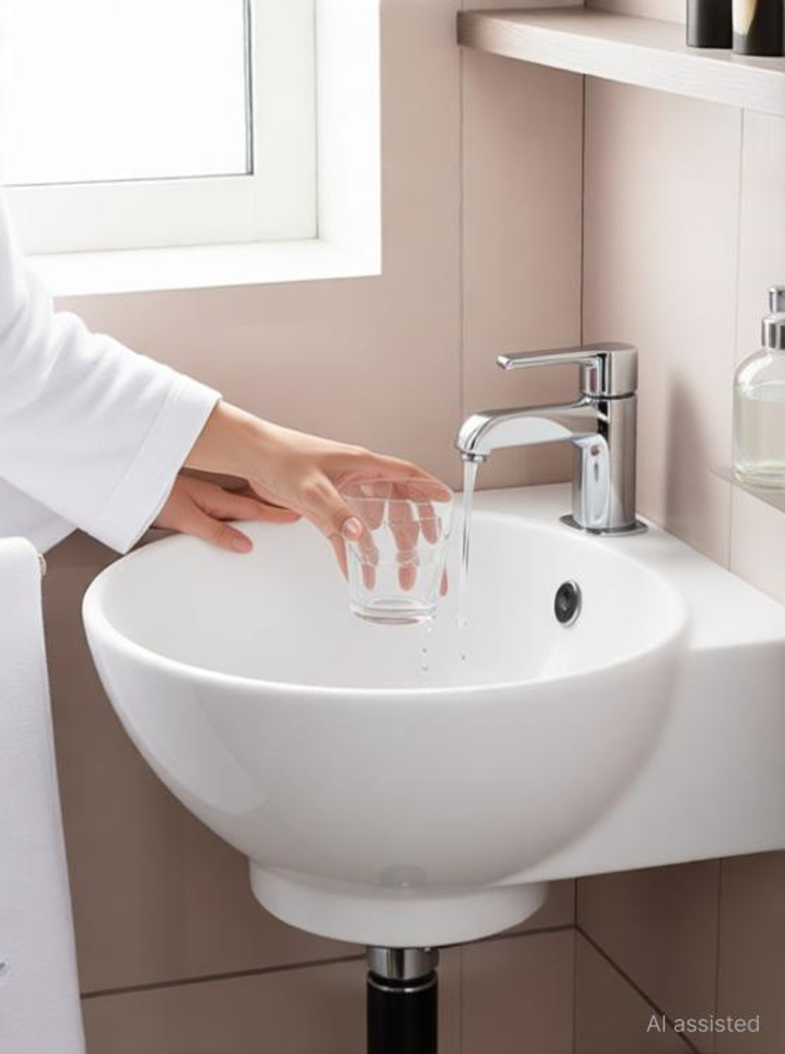 Image of Sumra G Premium Ceramic Corner Basin| Compact Space-Saving Design | Glossy White Finish 14x14x5 inch Table Top Basin