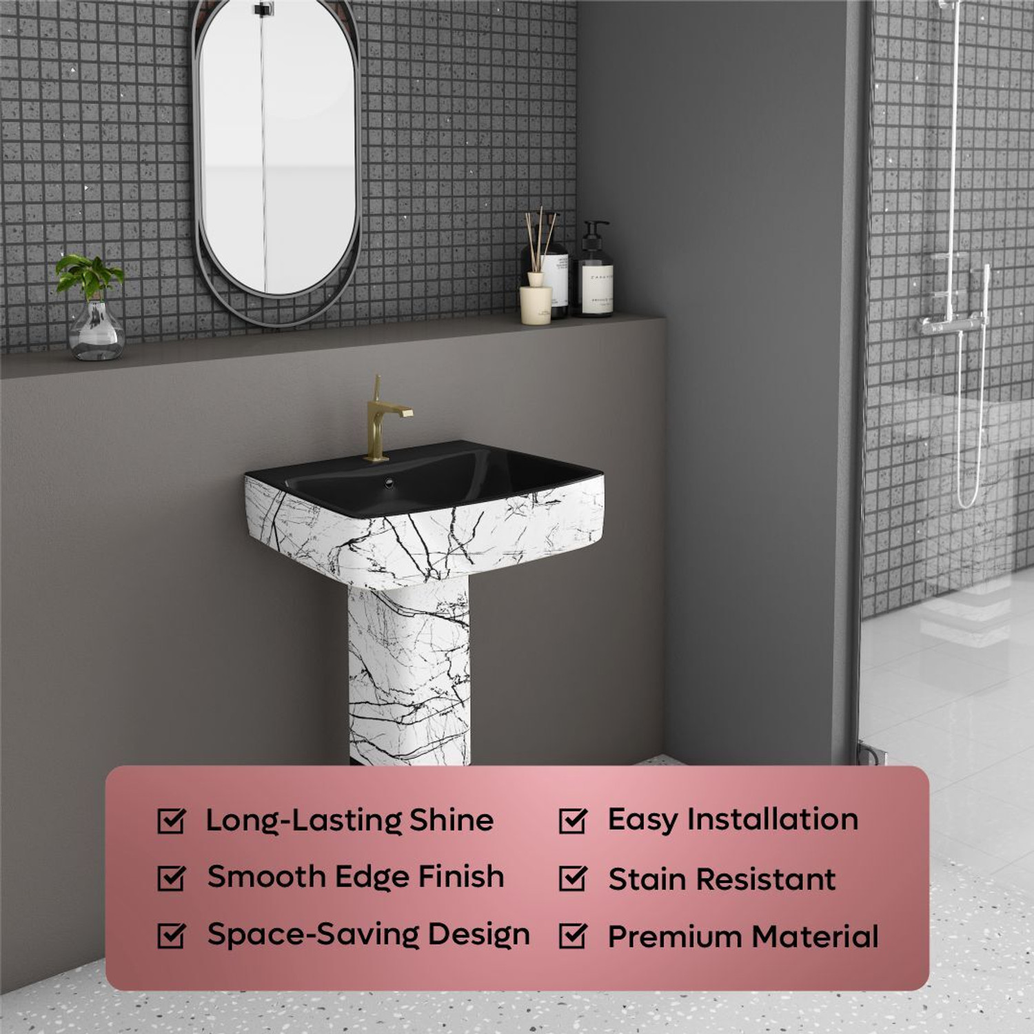Image of Belmonte Designer Basin Pedestal / Hand Art Basin / Designer Basin / Designer Pedestal /Basin Pedestal / Wash basin with pedestal /Wash Basin / Wall Mount Basin Pedestal Basin