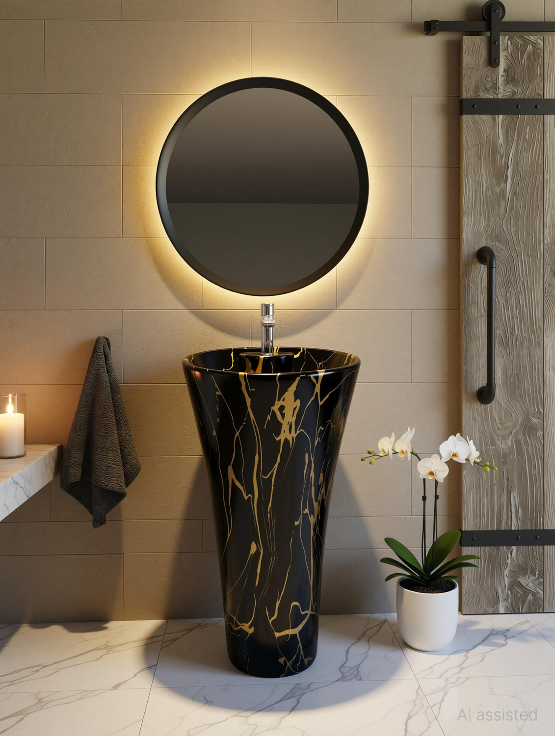 Image of DELTA Premium Designer Ceramic Wash Basin Pedestal Wash Basin(53) Pedestal Basin