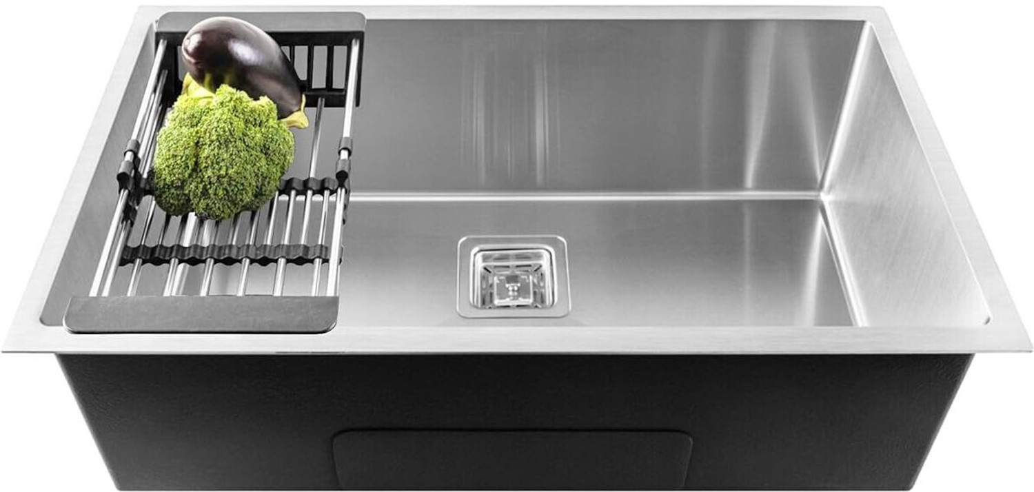 Image of Fossa 27 inchx20 inchx10 inch Inch Single Bowl SS-304 Grade Handmade Kitchen Sink Matte Finish FHS-20 Vessel Sink