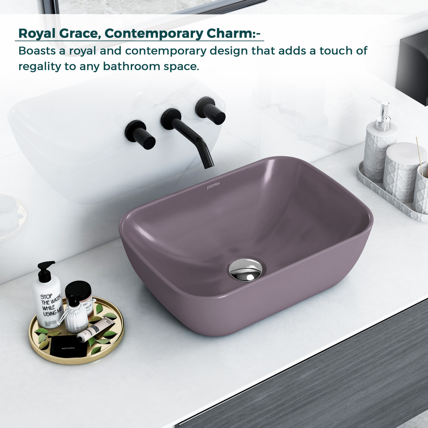 Image of Plantex Wash Basin for Bathroom /Ceramic Tabletop Wash Basin /Wash Basin Hand Wash (G02-Pink) Counter Top