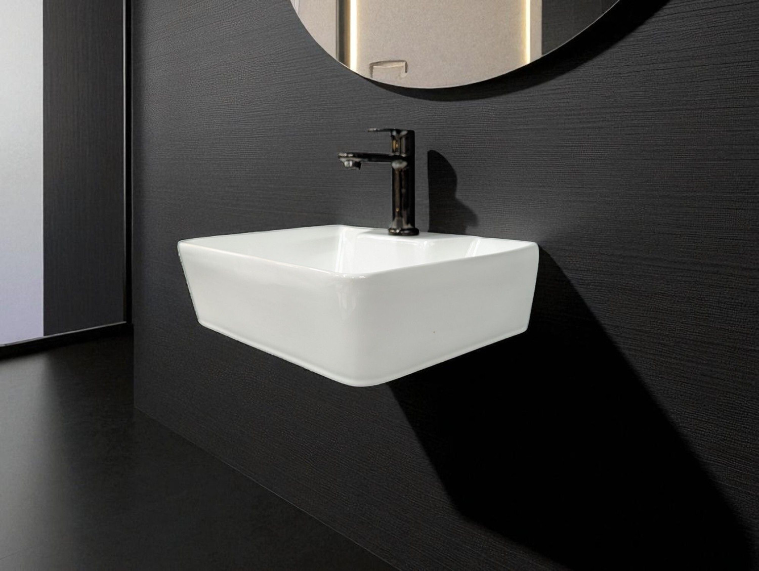 Image of DELTA Table Top & Wall Mount Ceramic Wash Basin(White) DD2(16*12*5)(White) Wall Hung Basin