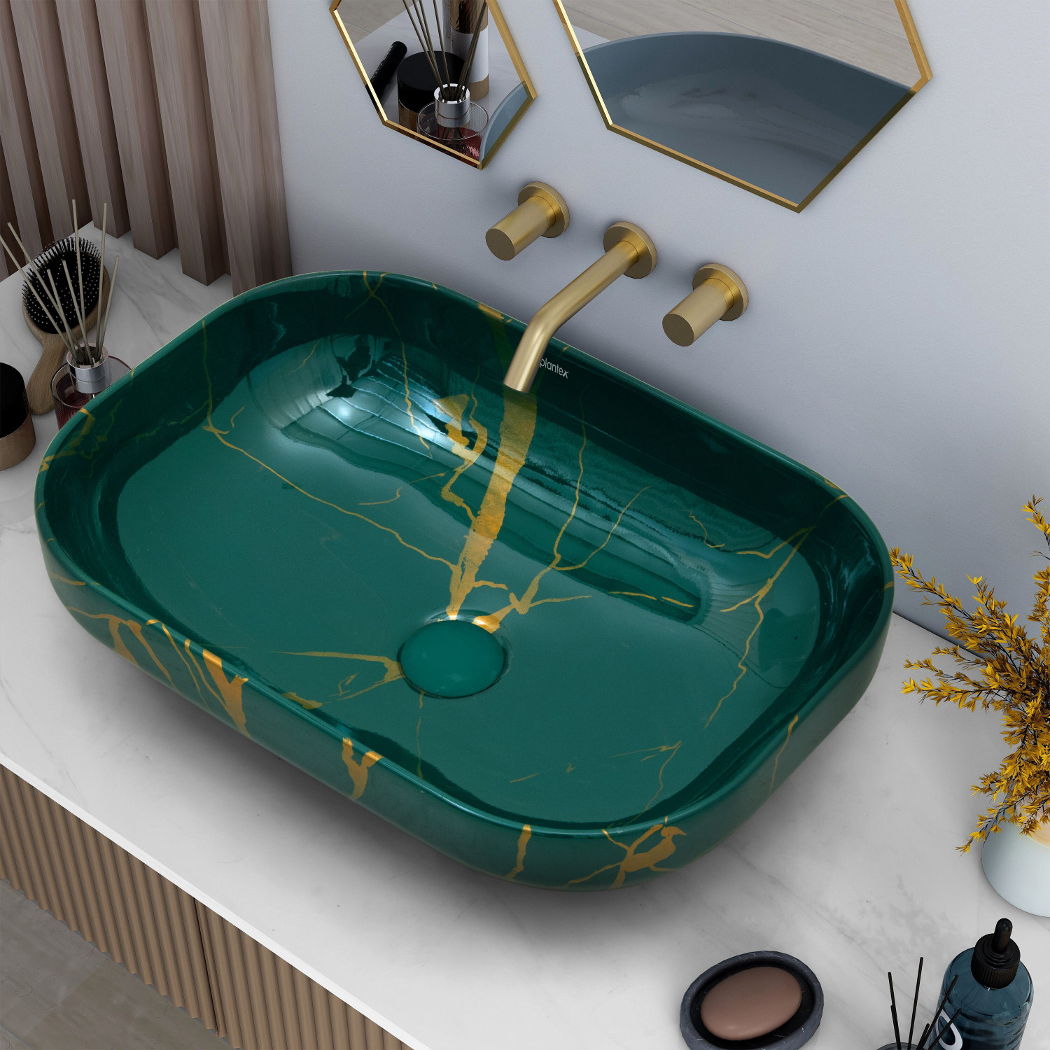 Image of Plantex Wash Basin for Bathroom /Table Top Wash Basin Tabletop Wash Basin for Bathroom /Designer Wash Basin /Vessel Sink Basin for Home Counter Top