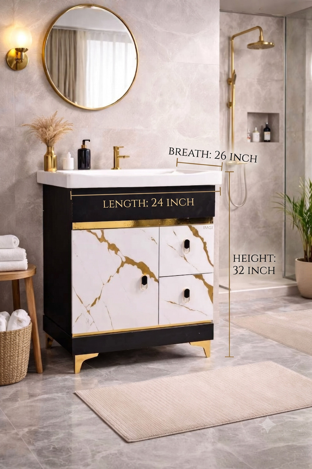 Image of Clicebestix Gold Premium Freestanding Vanity Washbasin Cabinate bestix Table Top Basin