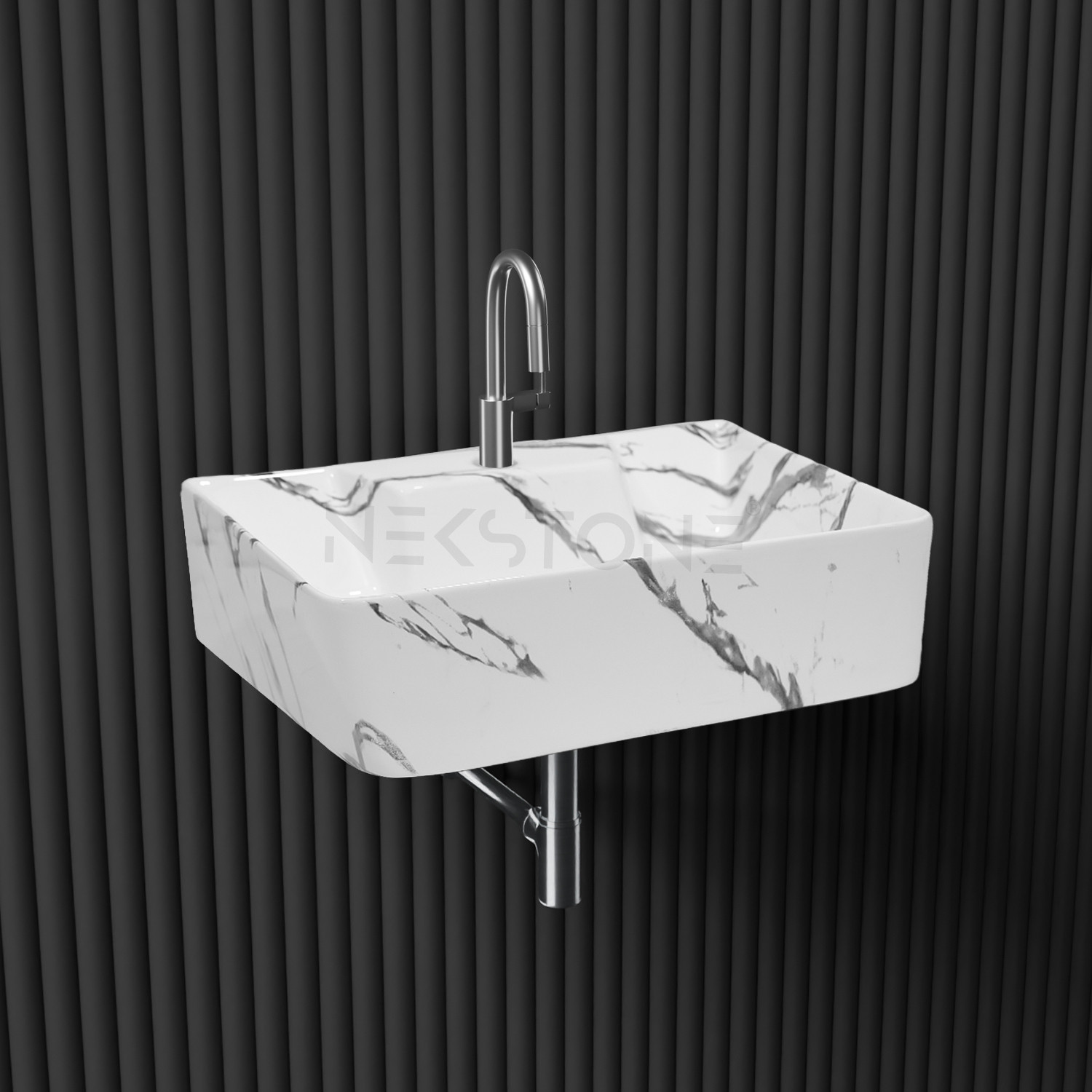 Image of NEKSTONE Wall Mount basin & tebal top basin Ceramic Wash Basin Glossy 712 (12x16x5 inch) Table Top Basin (multicolor)
