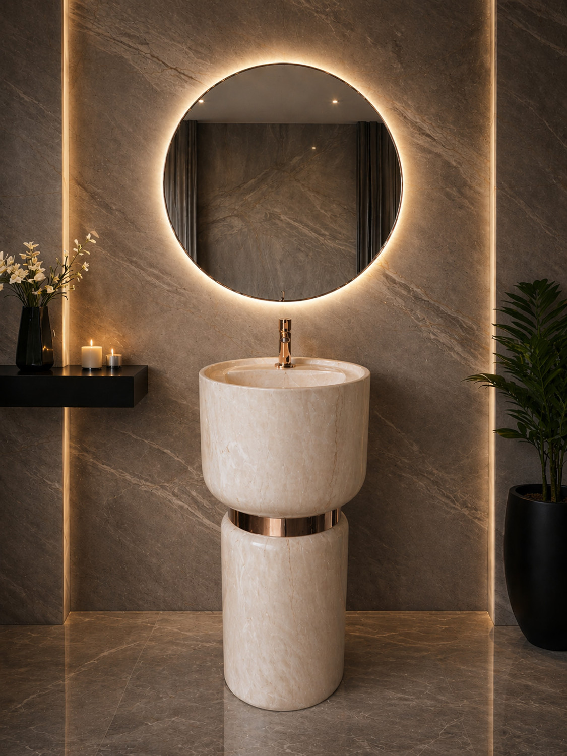 Image of DELTA SANITARYWARE Delta Sanitaryware Premium Designer Ceramic Pedestal Wash Basin(16*16*32) (Cello-1095) (matt) Pedestal Basin