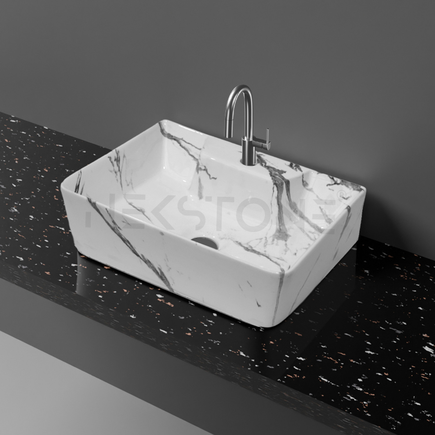 Image of NEKSTONE Wall Mount basin & tebal top basin Ceramic Wash Basin Glossy 712 (12x16x5 inch) Table Top Basin (multicolor)