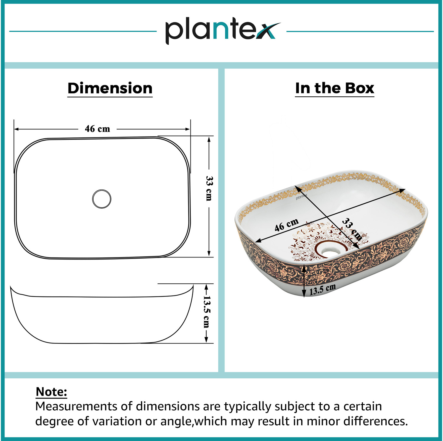 Image of Plantex Ceramic Wash basin /Multi Color basin /Basin for Bathroom /Countertop basin (EQTT-520) Counter Top