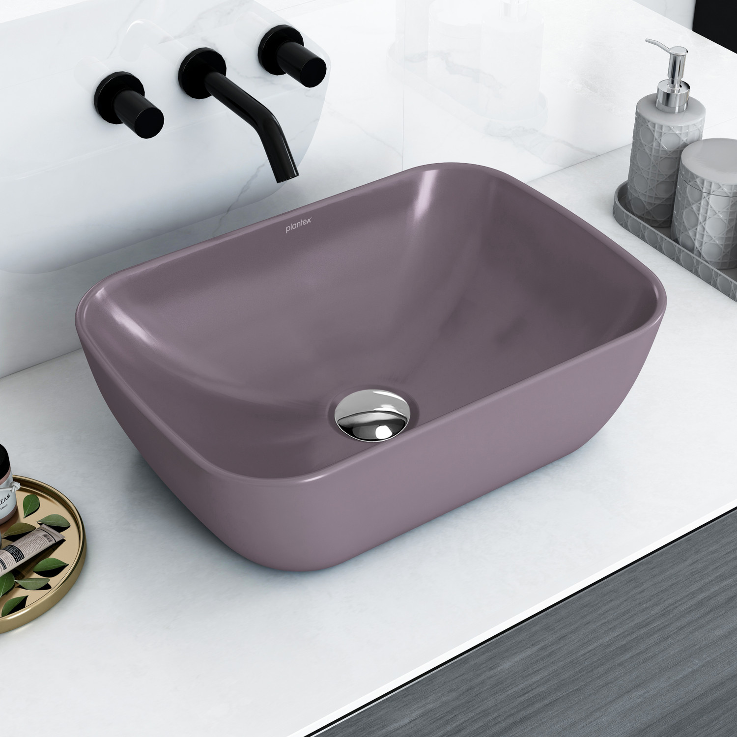 Image of Plantex Wash Basin for Bathroom /Ceramic Tabletop Wash Basin /Wash Basin Hand Wash (G02-Pink) Counter Top