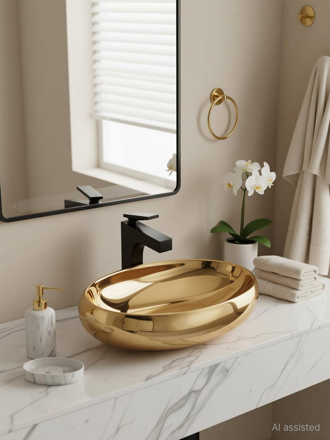 CERAMICA CREATIONS CERAMICA Premium Designer Basin(L61 X W43 X H14Cm) AM 2202 GOLDEN TABLE TOP CERAMICA Premium Designer Basin(L61X W43 X H14Cm)AM 2202 GOLDEN TABLE TOP Table Top Basin