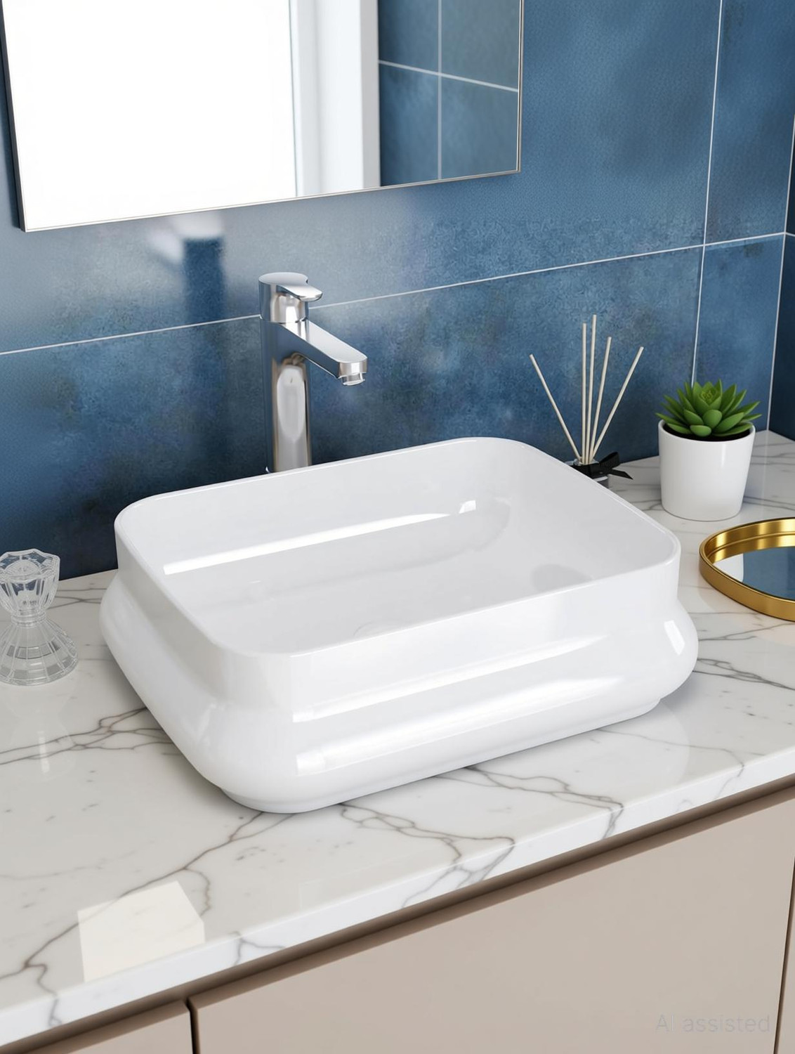 Image of clayplus PREMIUM GRADE CERAMIC TABLE TOP WASH BASIN ( 17.5 * 14 ) Table Top Basin