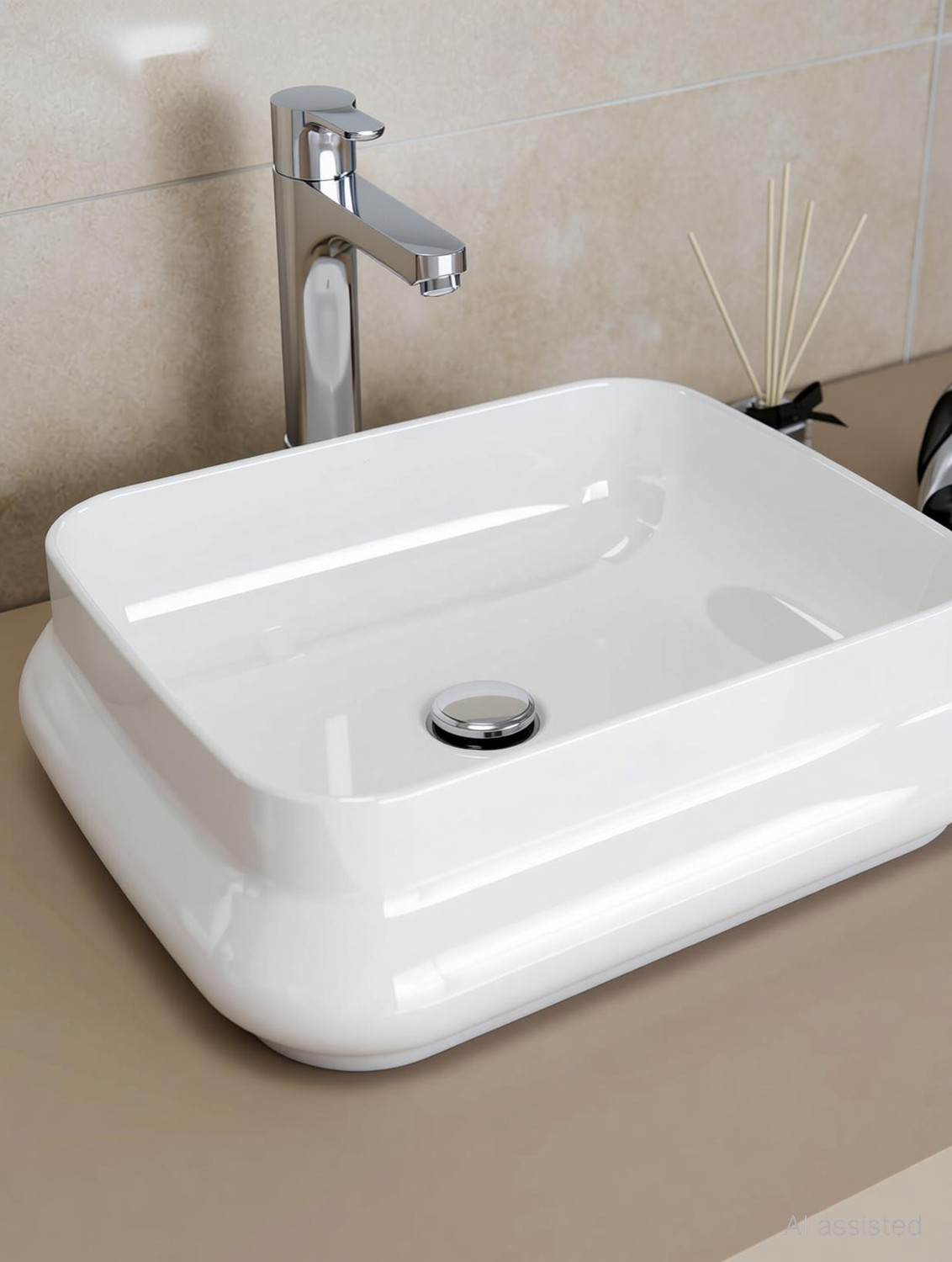 Image of clayplus PREMIUM GRADE CERAMIC TABLE TOP WASH BASIN ( 17.5 * 14 ) Table Top Basin