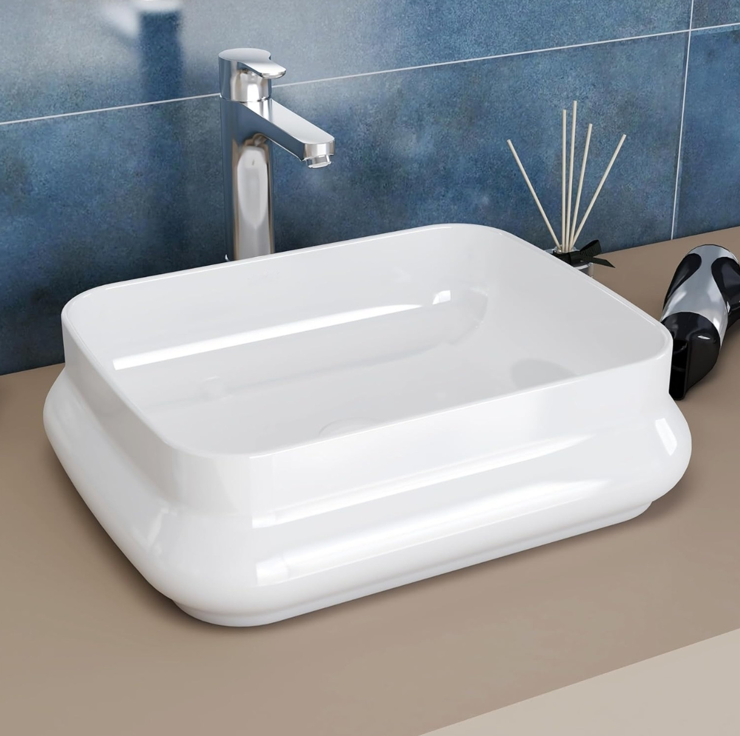 Image of clayplus PREMIUM GRADE CERAMIC TABLE TOP WASH BASIN ( 17.5 * 14 ) Table Top Basin