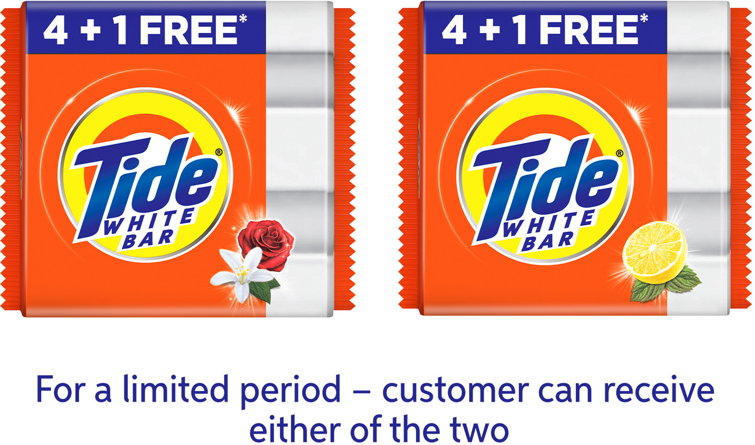 Image of Tide White Detergent Bar Soap, Value Pack 200 gms x 5 (Buy 4 Get 1) Detergent Bar