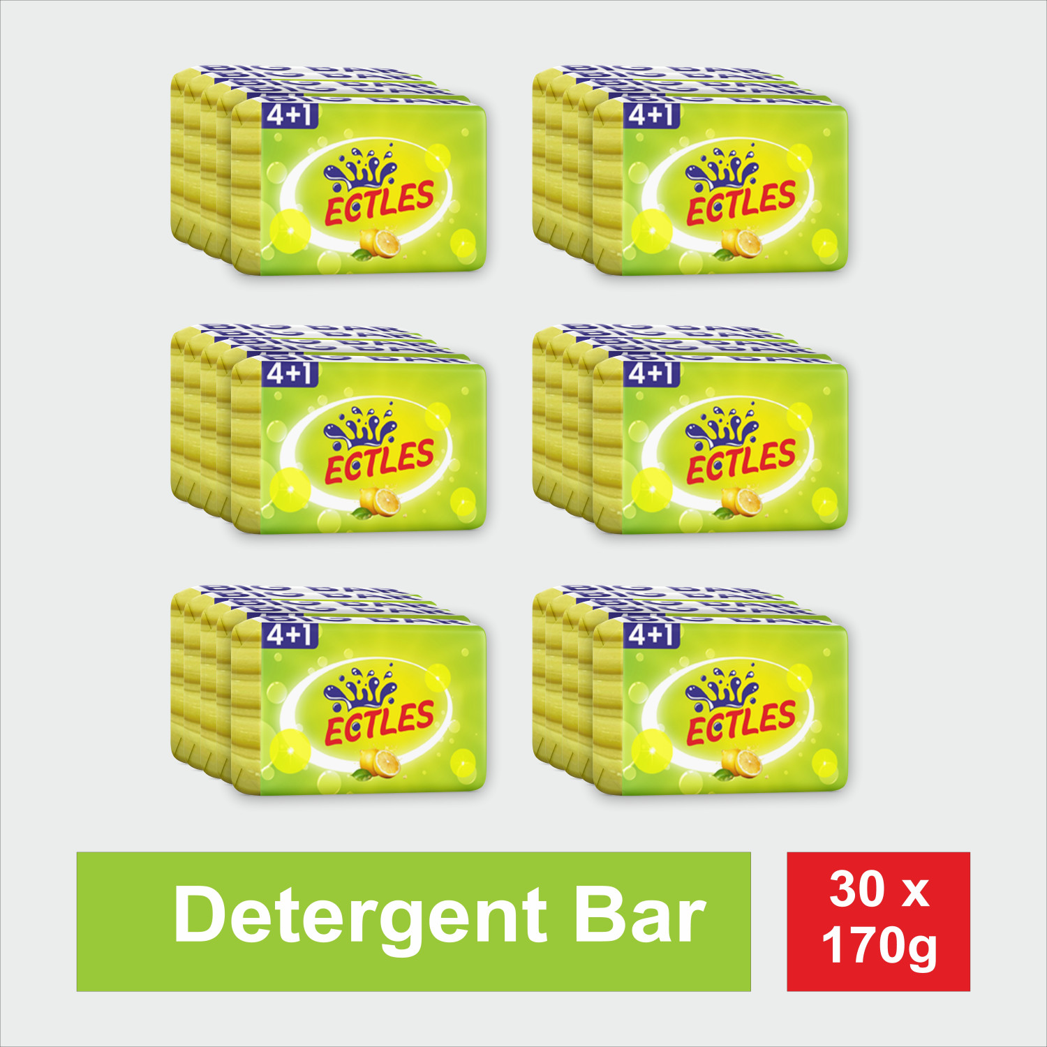 Image of ECTLES Big Bar Soap Super Value Pack ( 5100 G Pack Of 30 ) Detergent Bar