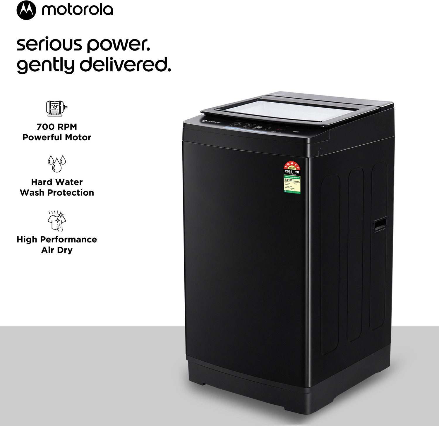 Image of MOTOROLA 10 kg Fully Automatic Top Load Washing Machine Black