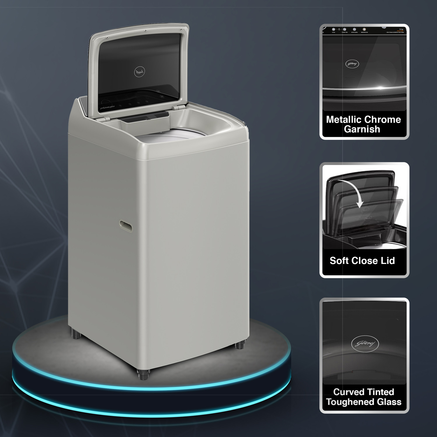 Image of Godrej 7 kg 5 Star With Flexi Wash Technology And Soft-Close Lid Washing Machine Fully Automatic Top Load Silver
