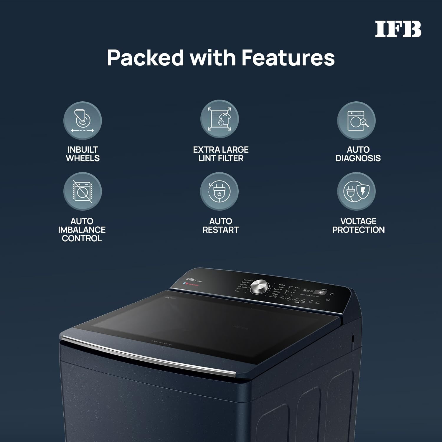 Image of IFB 12 kg Fully Automatic Top Load Washing Machine with In-built Heater Blue