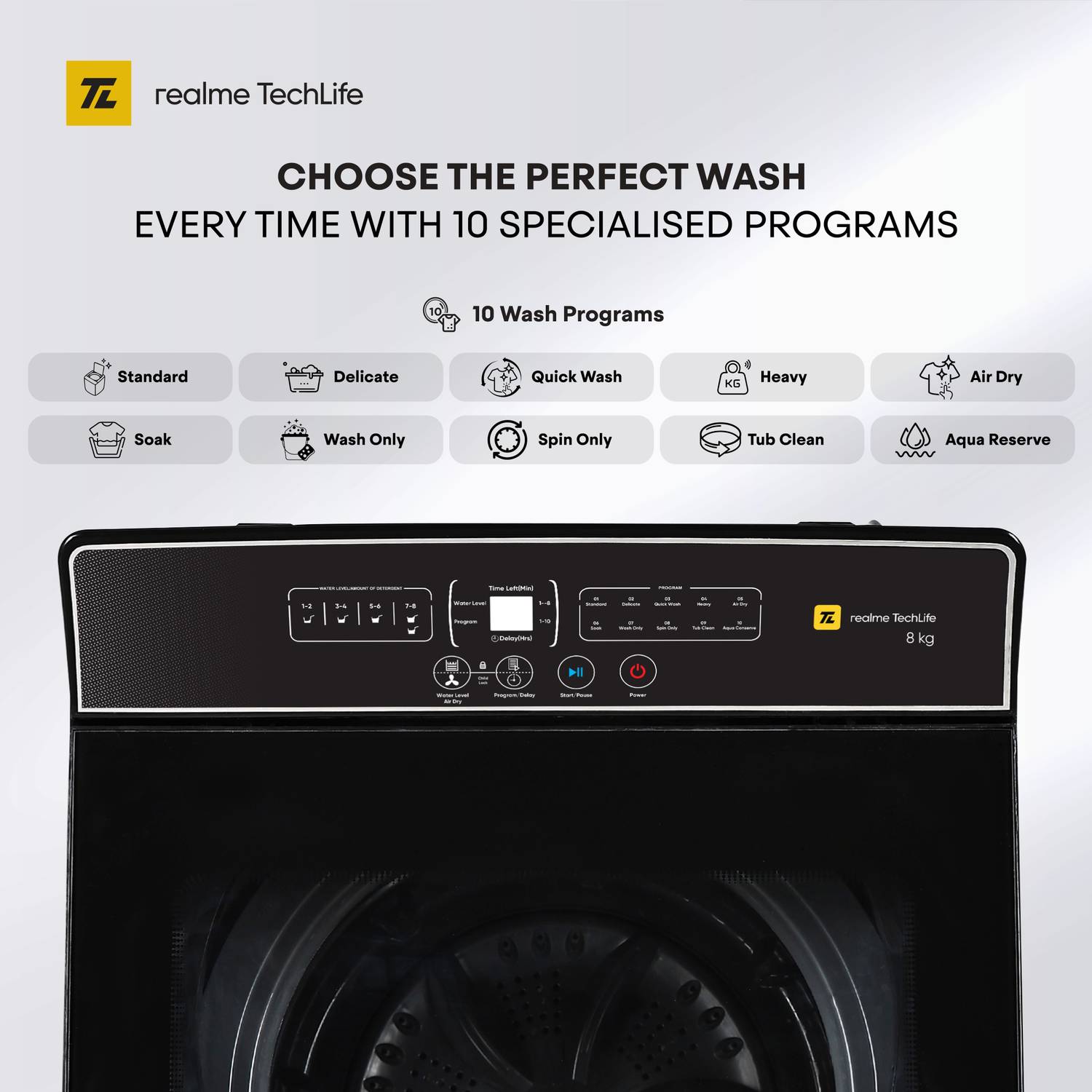 realme TechLife 8 kg Top Load Washing Machine Grey - Image 4