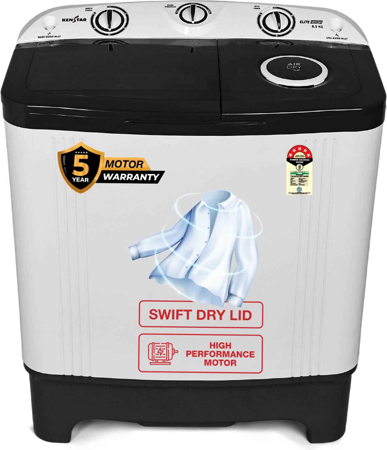 Kenstar 6.5 Kg Swift Dry Lid Semi Automatic Top Load Washing Machine, - Image 1