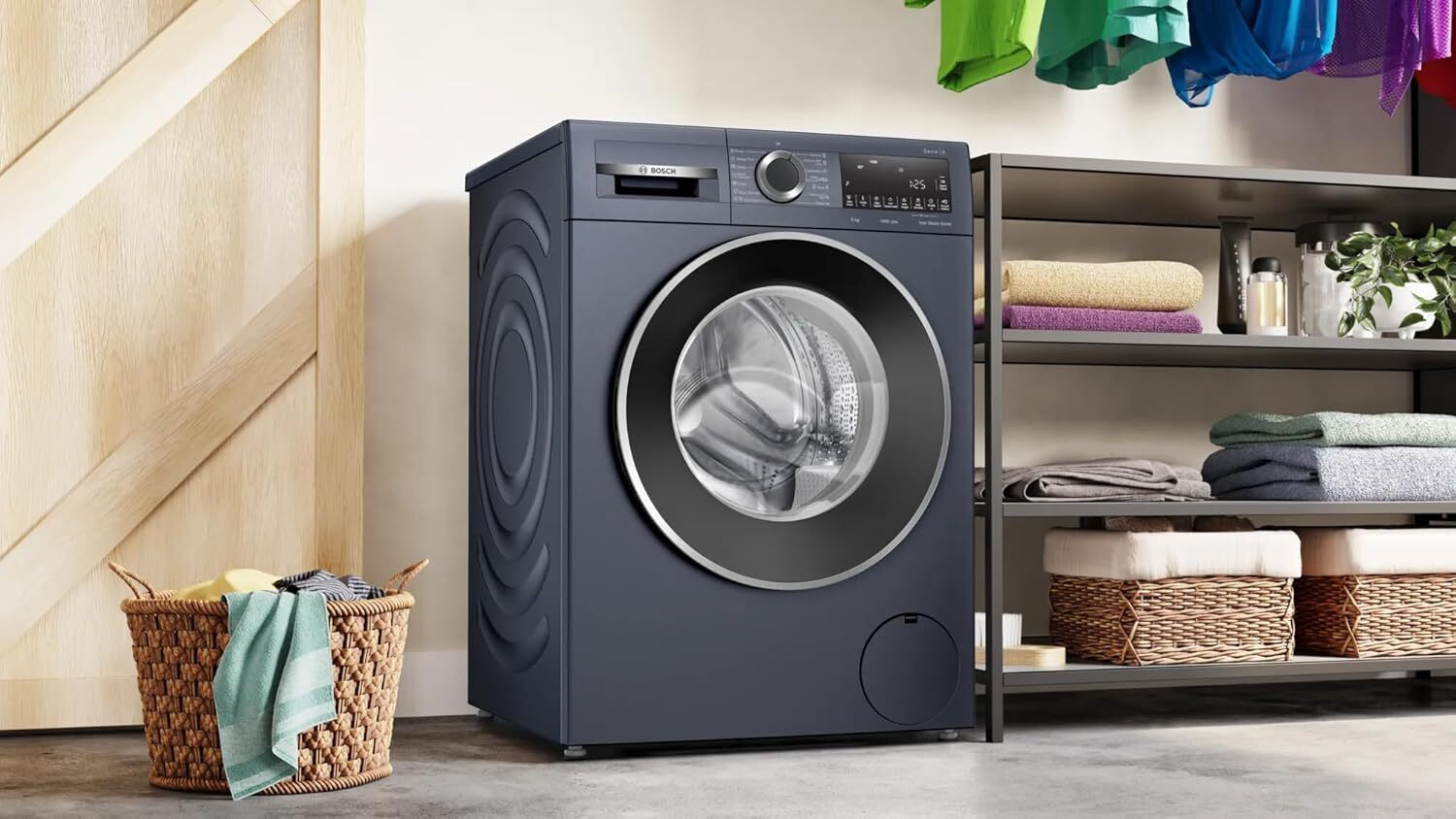 Image of BOSCH 9 kg Fully Automatic Front Load Washing Machine with In-built Heater Black, Grey, Silver