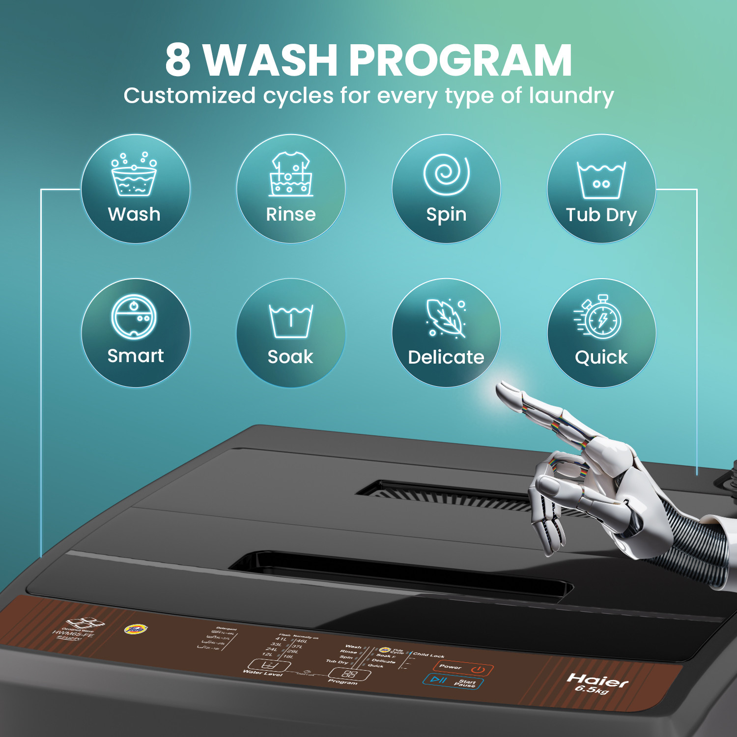 Image of Haier 6.5 kg Fully Automatic Top Load Washing Machine Brown, Grey