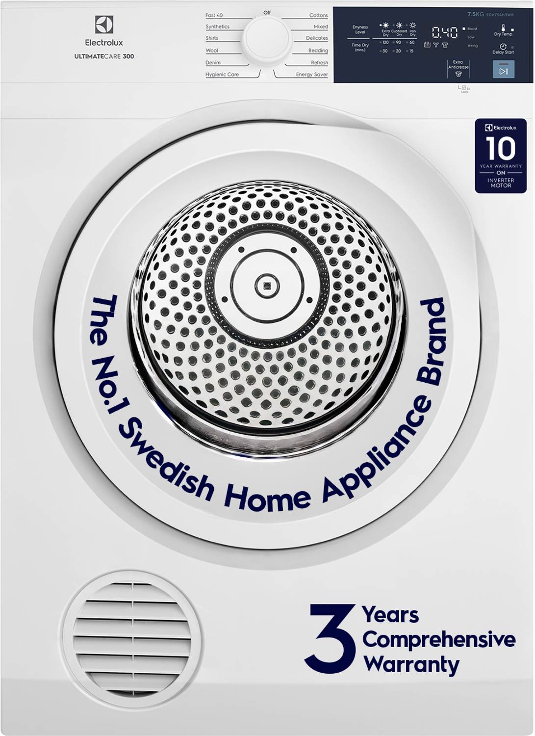 Electrolux 7.5 kg Smart Sensors, Colour Care,Venting Dryer with R
