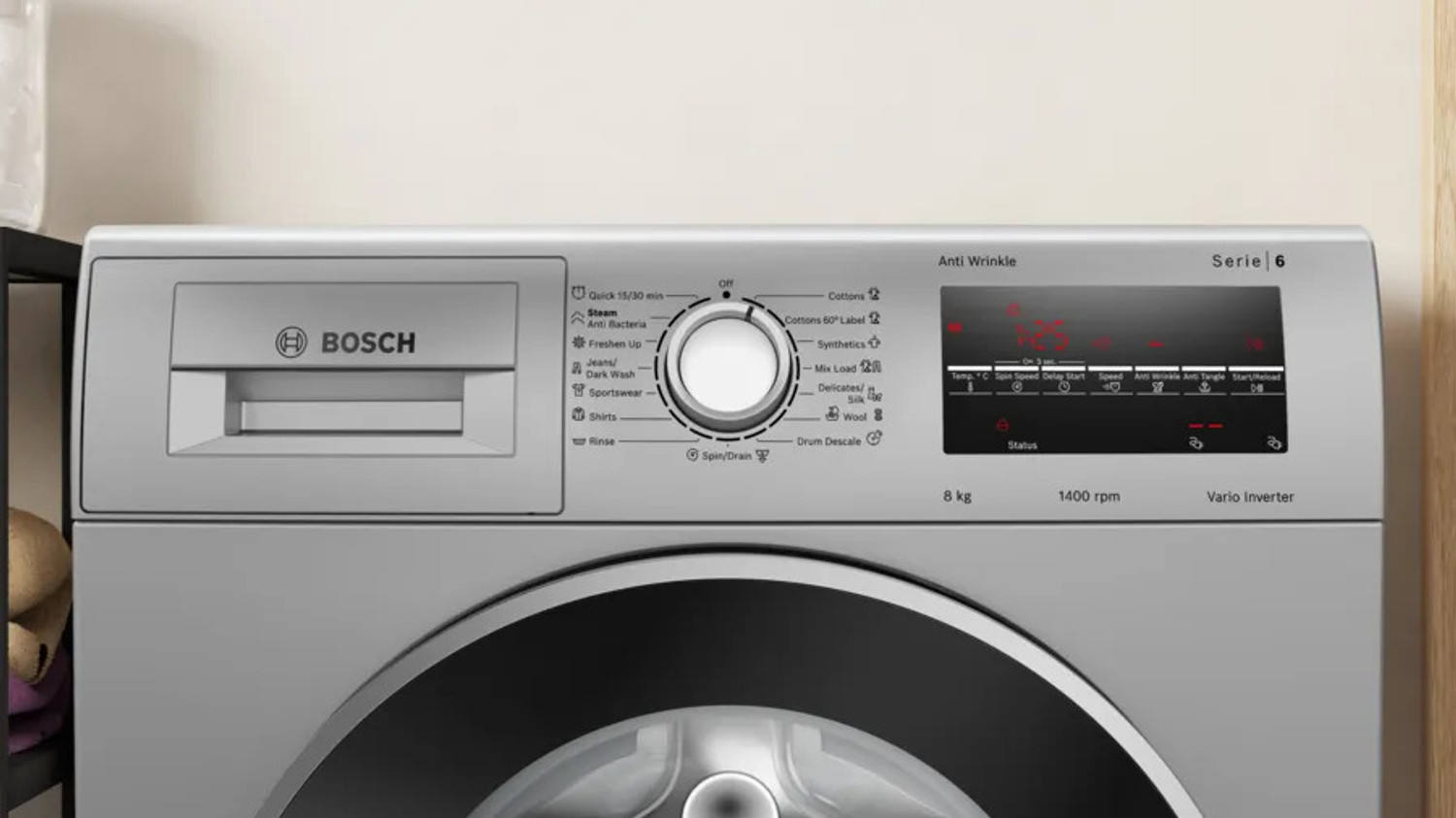 Image of BOSCH 8 kg Fully Automatic Front Load Washing Machine with In-built Heater Silver
