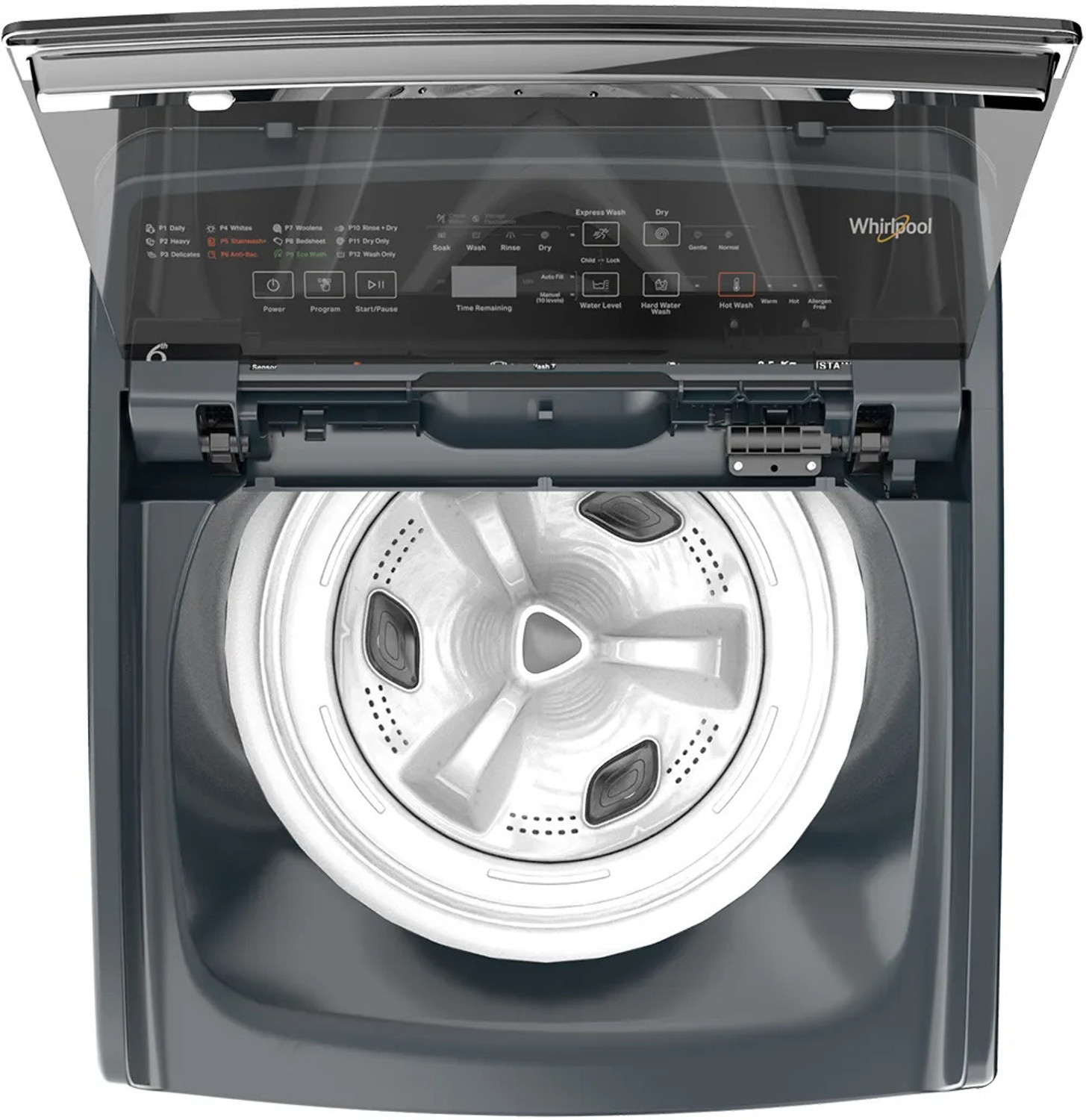 Image of Whirlpool 8.5 kg Fully Automatic Top Load Washing Machine with In-built Heater Grey
