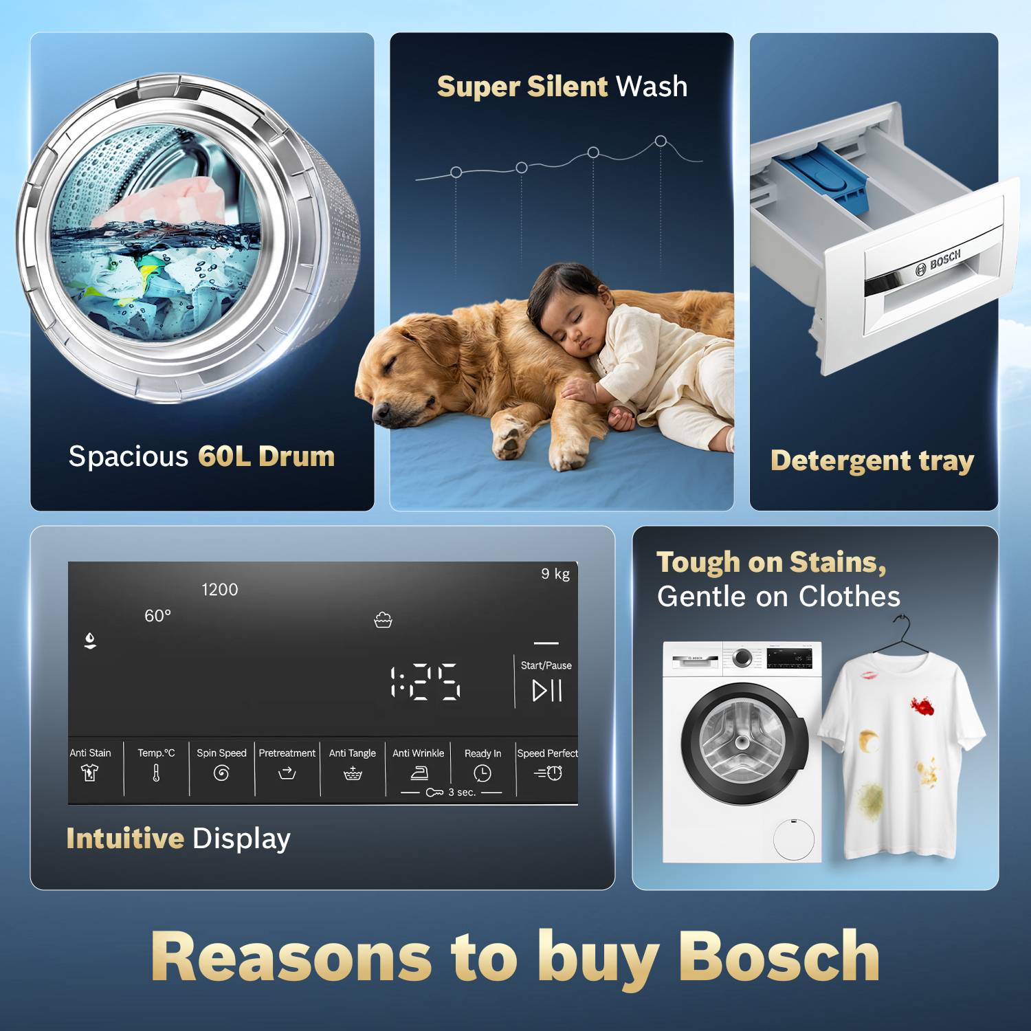 Bosch 9 kg Front Load Washing Machine White - Image 4