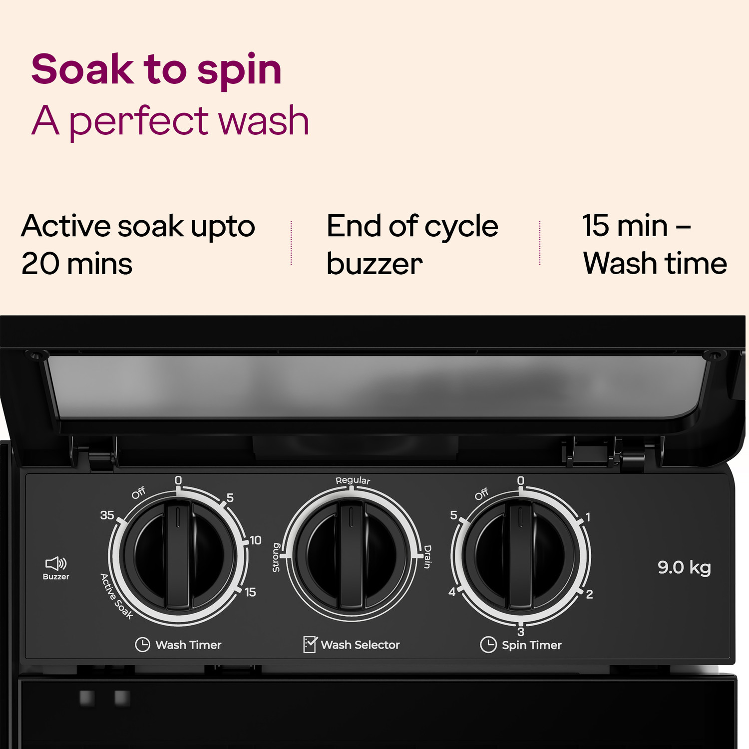 Image of Godrej 9 kg Semi Automatic Top Load Washing Machine White