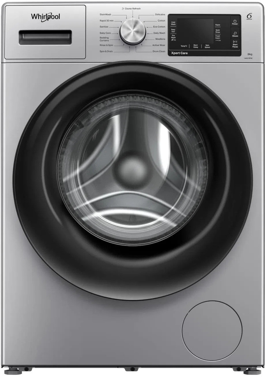 Image of Whirlpool 8 kg Fully Automatic Front Load Washing Machine with In-built Heater Black