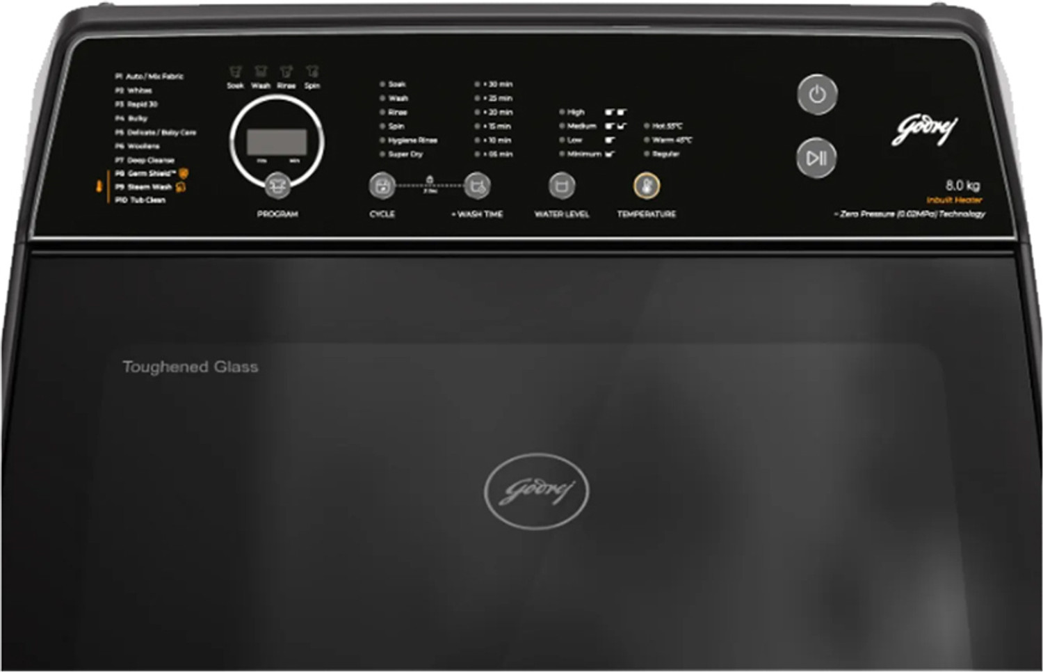 Image of Godrej 8 kg Fully Automatic Top Load Washing Machine Black