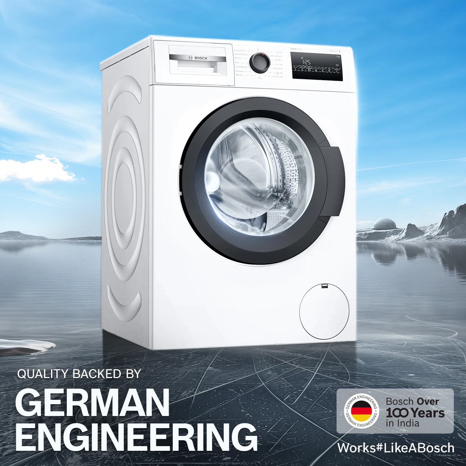 Image of BOSCH 7 kg Fully Automatic Front Load Washing Machine with In-built Heater White