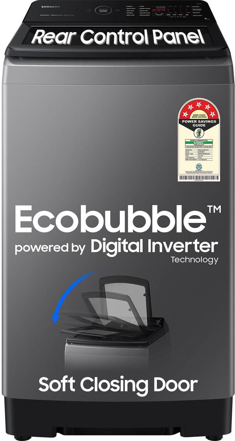 Samsung 9 kg 5 star, Ecobubble, Wi-Fi, Digital Inverter Fully Automatic Top Load Washing Machine Grey