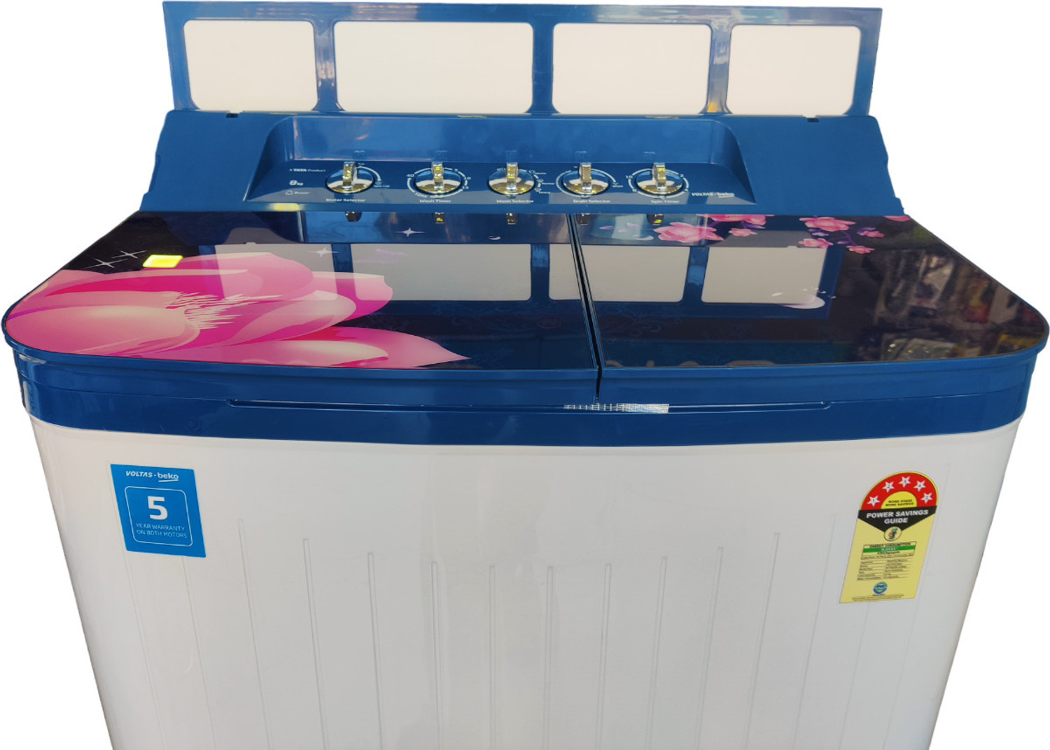 Image of Voltas Beko 8 kg Semi Automatic Top Load Washing Machine Blue