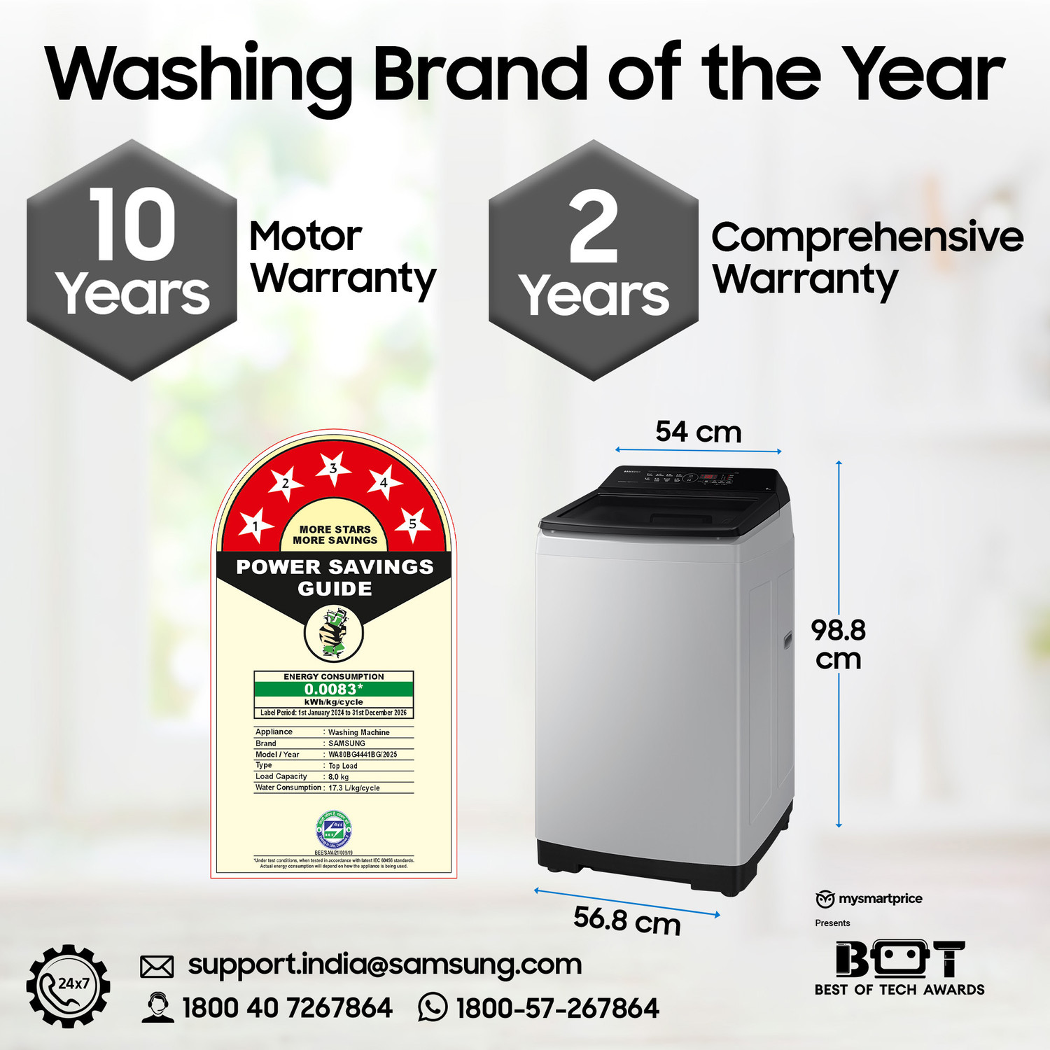 Image of Samsung 8 kg 5 star, Ecobubble, Soft Closing Door, Digital Inverter Fully Automatic Top Load Washing Machine Grey