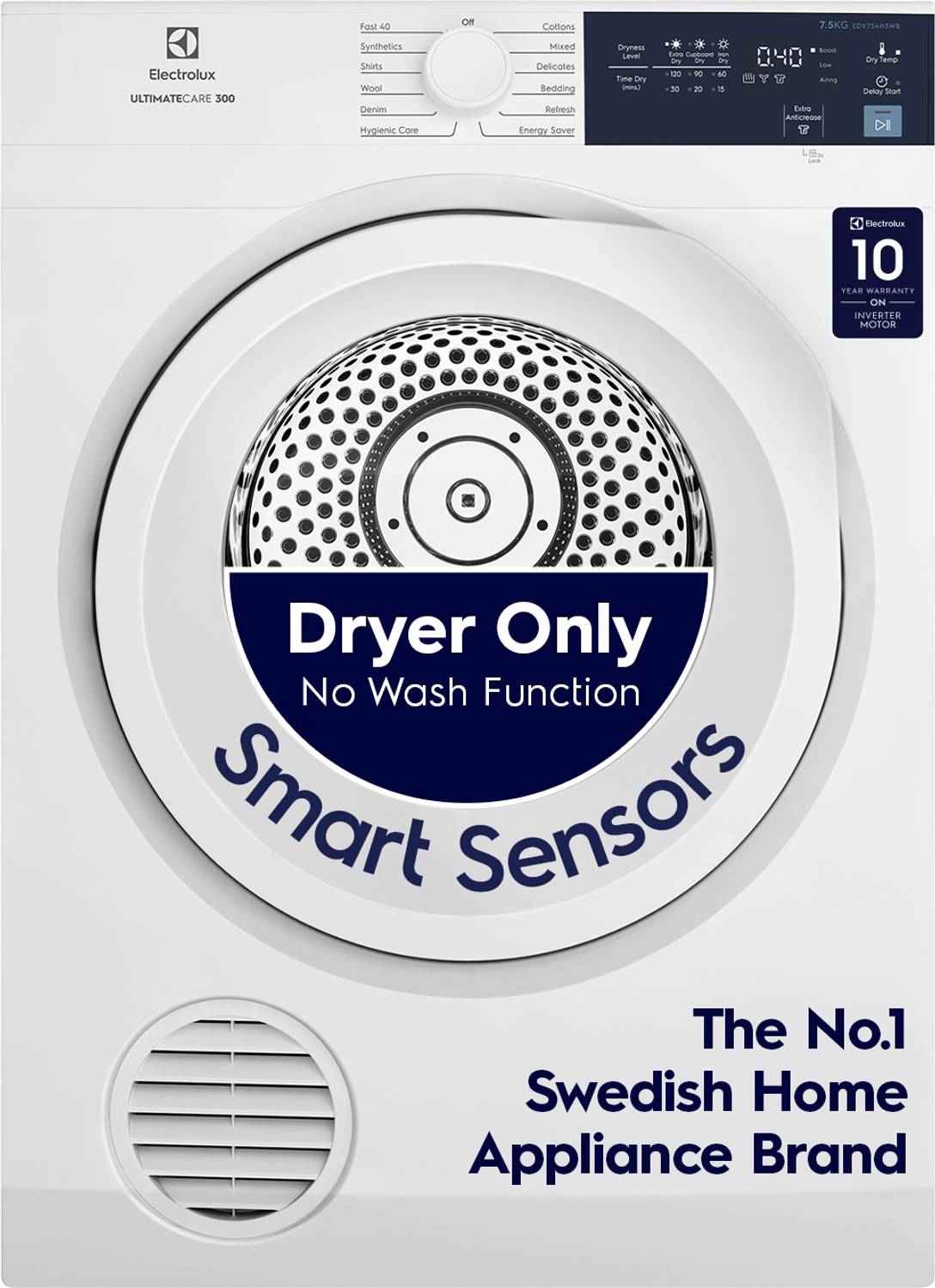 Electrolux 7.5 kg Smart Sensors, Colour Care,Venting Dryer with Reverse Tumbling, White,UltimateCare 300, Dryer White price history chart and lowest price