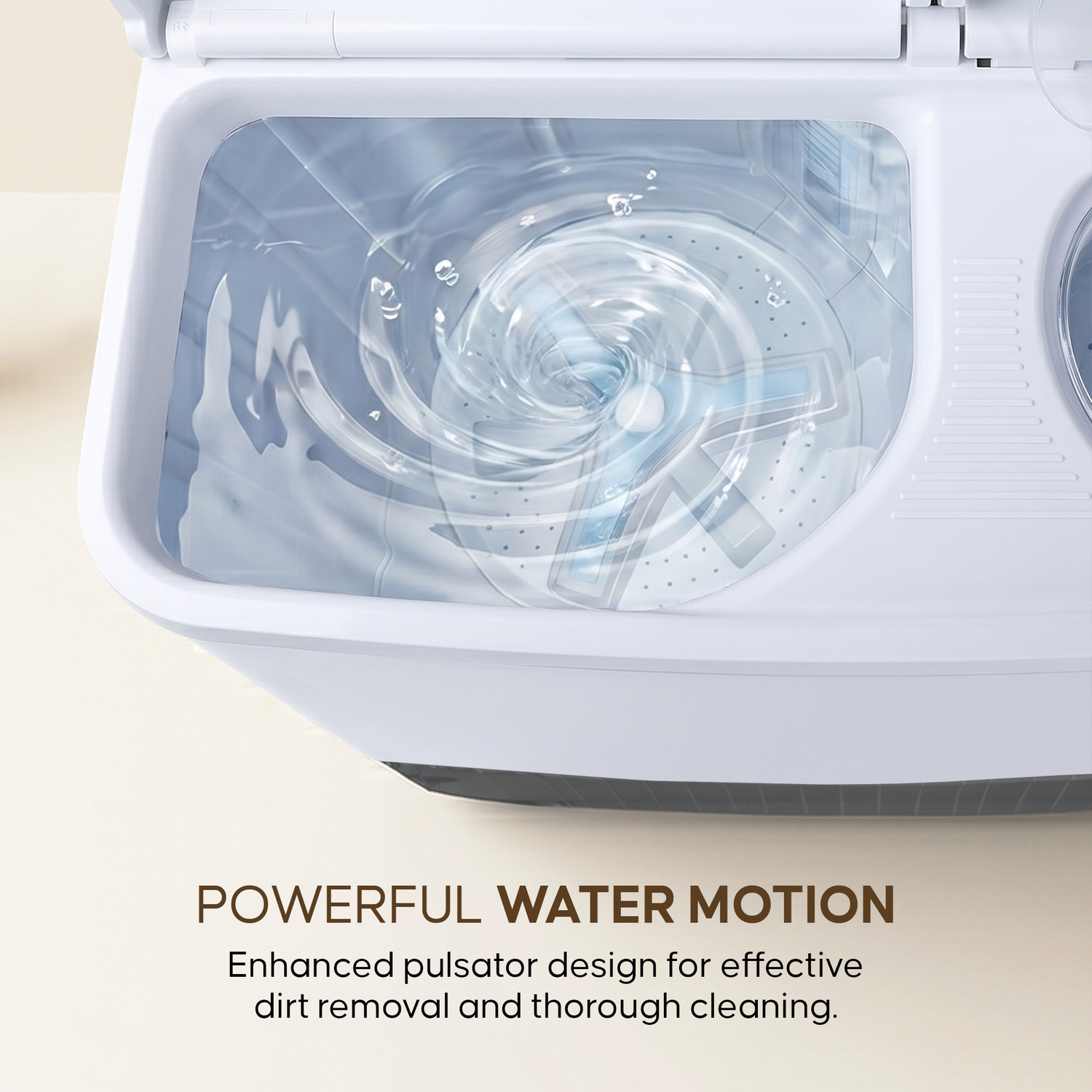 Image of Haier 10.5 kg Thunder Pulsator, Toughened Glass Lid, Oxyi Dry, Magic Filter & Castor Wheels Semi Automatic Top Load Washing Machine White
