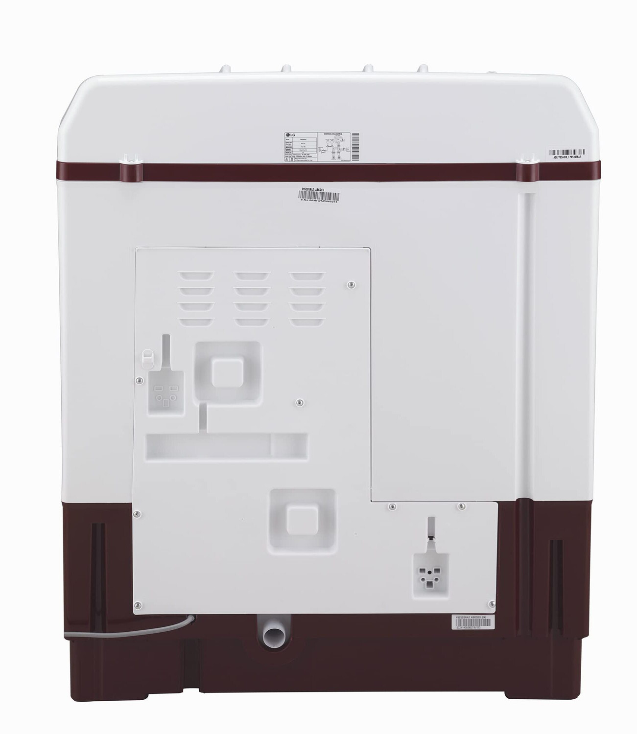 Image of LG 8 kg Semi Automatic Top Load Washing Machine White, Maroon