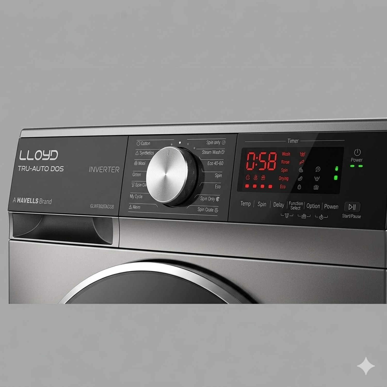 Image of Lloyd 9 kg Fully Automatic Front Load Washing Machine Black